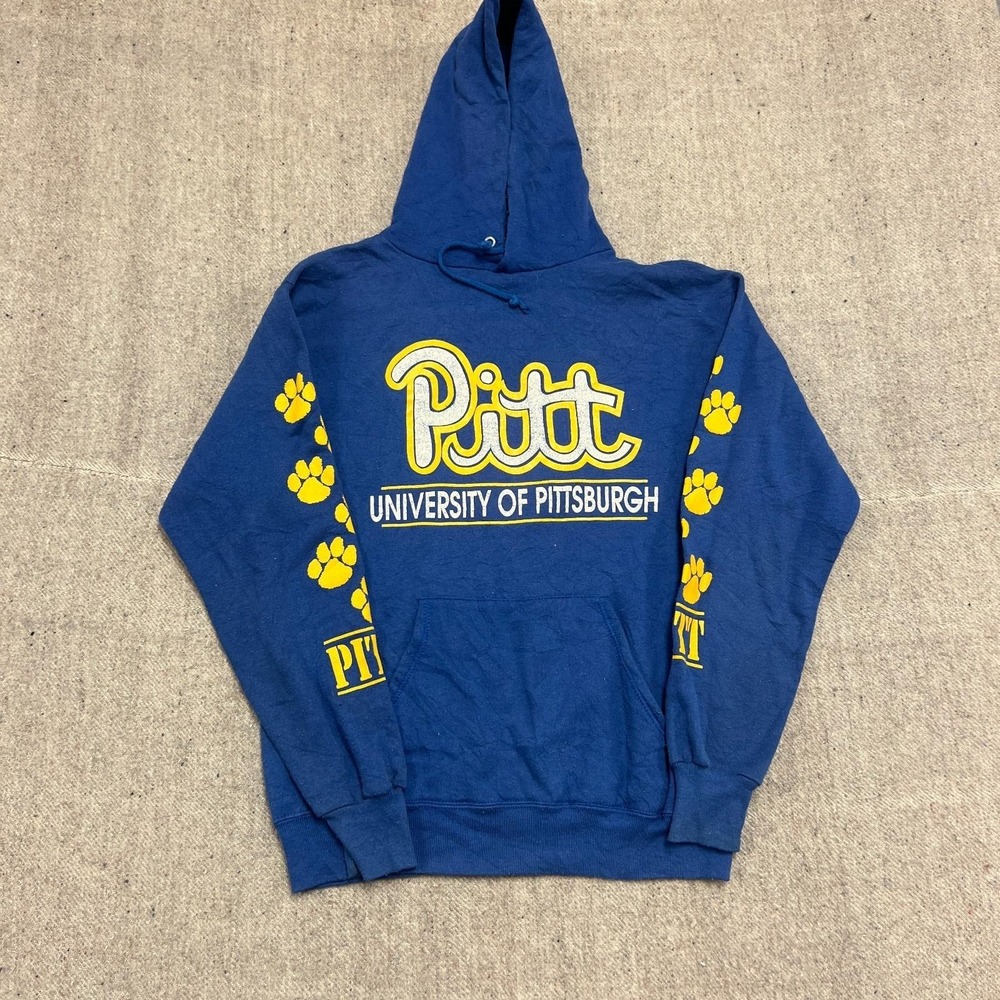 Vintage University Of Pittsburgh Pitt Hoodie Mens Large Blue 1980s NCAA